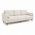 Canapé droit 3 places beige en polyester avec pieds en bois massif 220 x 90 x 85 cm