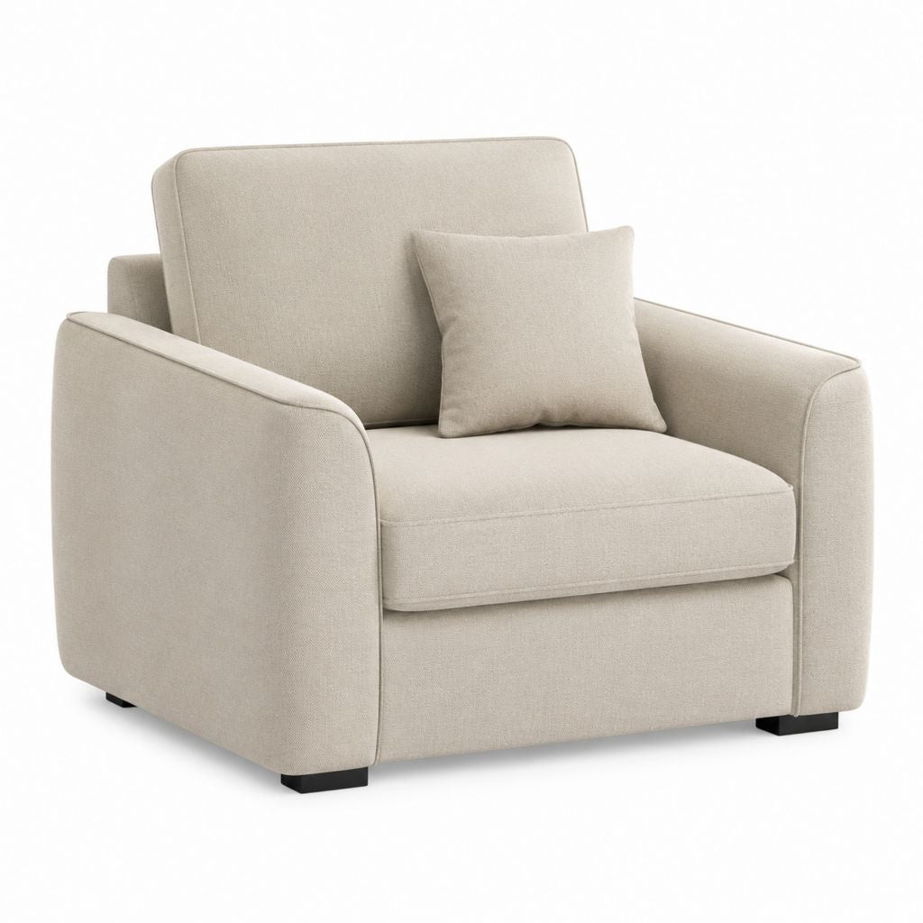 Fauteuil de salon beige en polyester avec coussin 100 x 90 x 85 cm