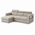 Canapé d’angle 3 places beige en polyester avec méridienne gauche 240 x 160 x 98 cm