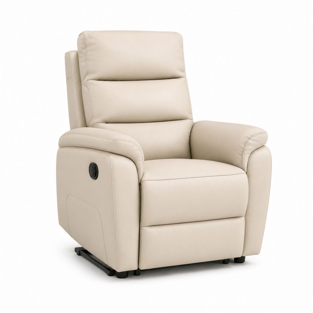 Fauteuil relax inclinable manuel beige en cuir PU 89 x 96 x 103 cm