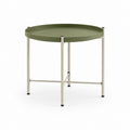Table d'appoint ronde vert kaki et blanc cassé en acier Ø 60 cm hauteur 55 cm