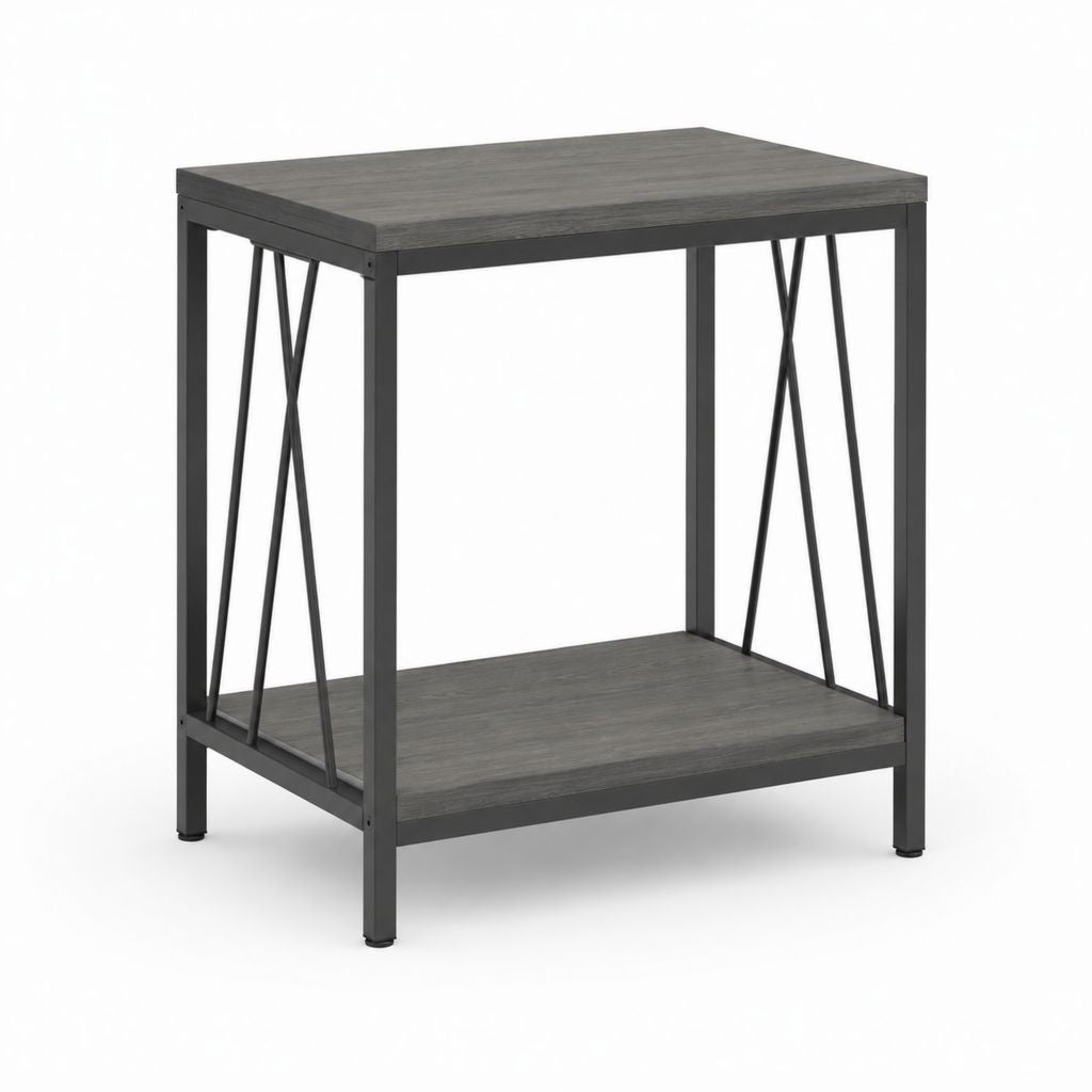 Table d'appoint carrée gris foncé en panneaux MDF et acier 45 x 45 x 55 cm