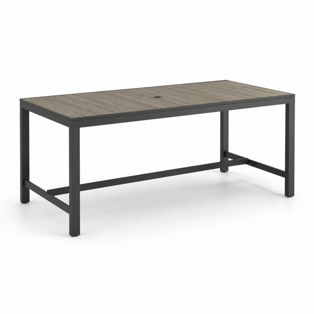 Table de jardin rectangulaire gris anthracite en aluminium et composite 150 x 90 x 75 cm