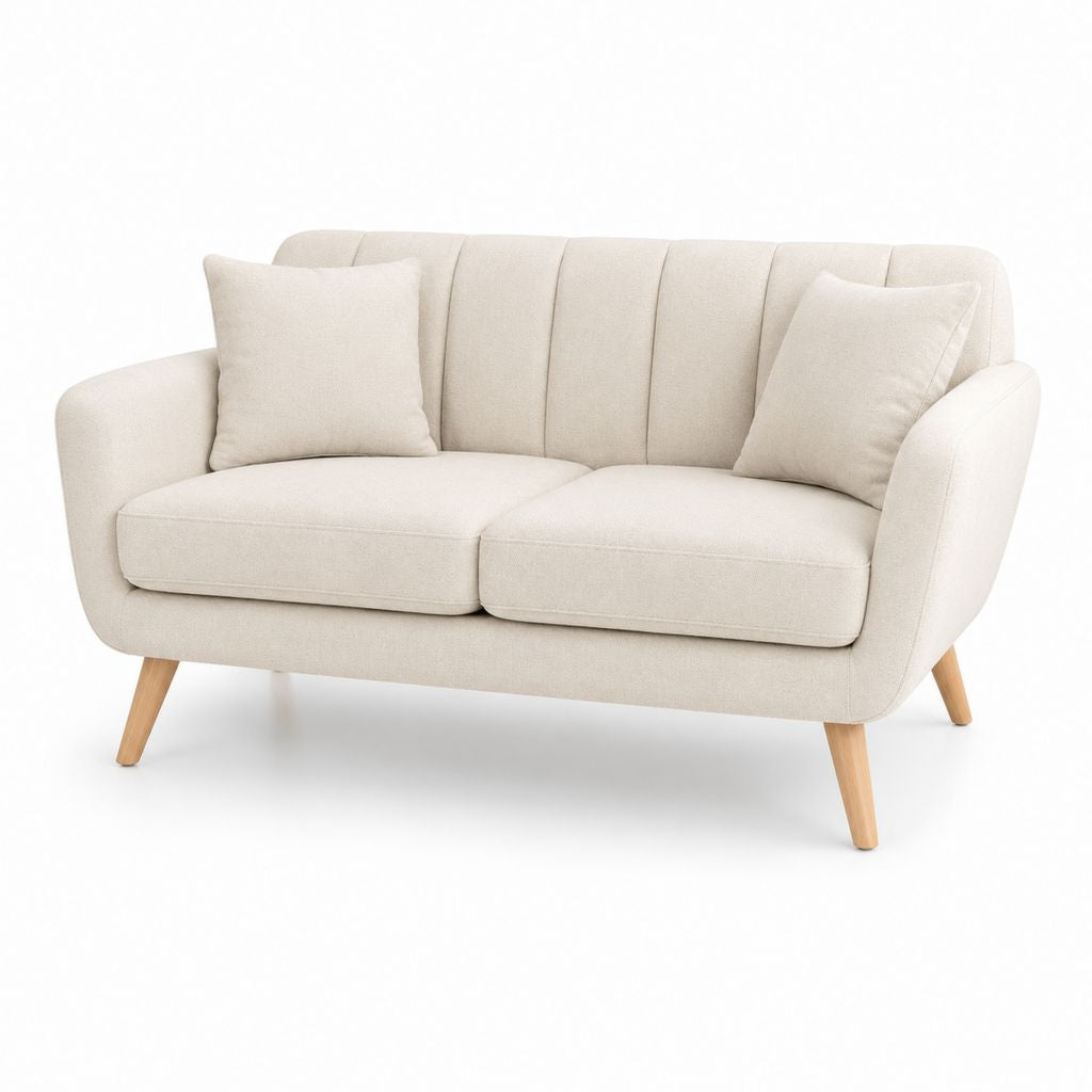 Canapé 2 places beige en polyester forme droite 150 x 85 x 85 cm