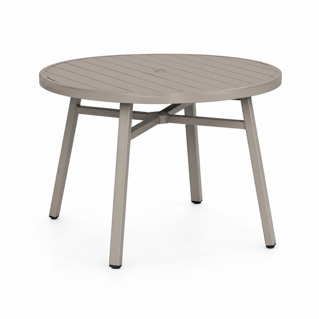 Table de jardin ronde gris taupe en aluminium Ø 100 cm x H 74 cm